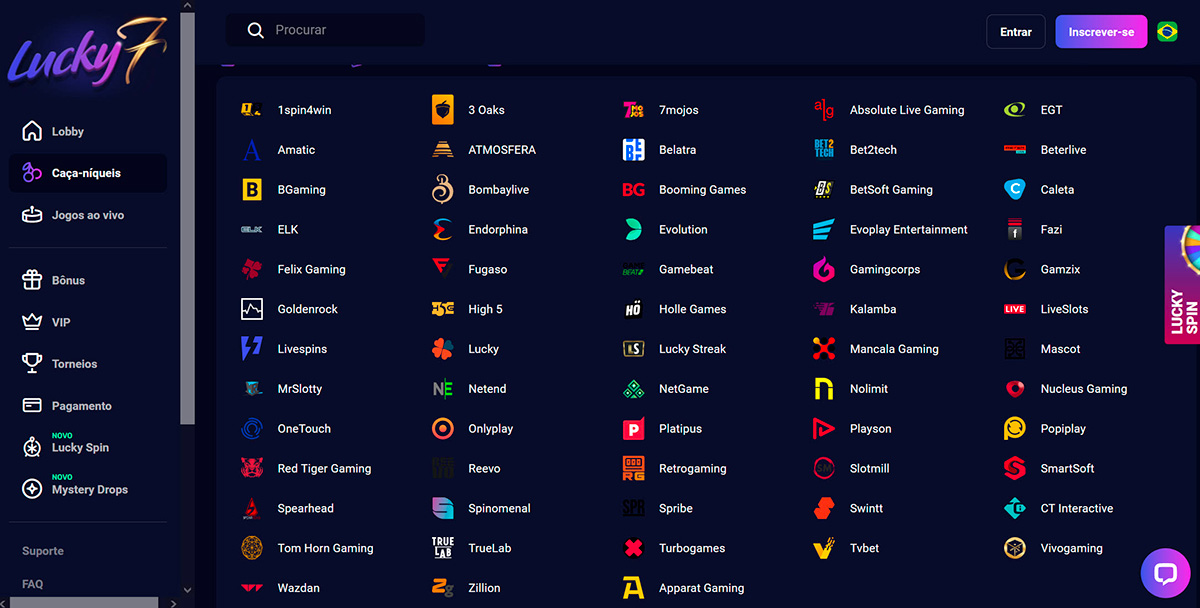 provedores de jogos lucky 7even